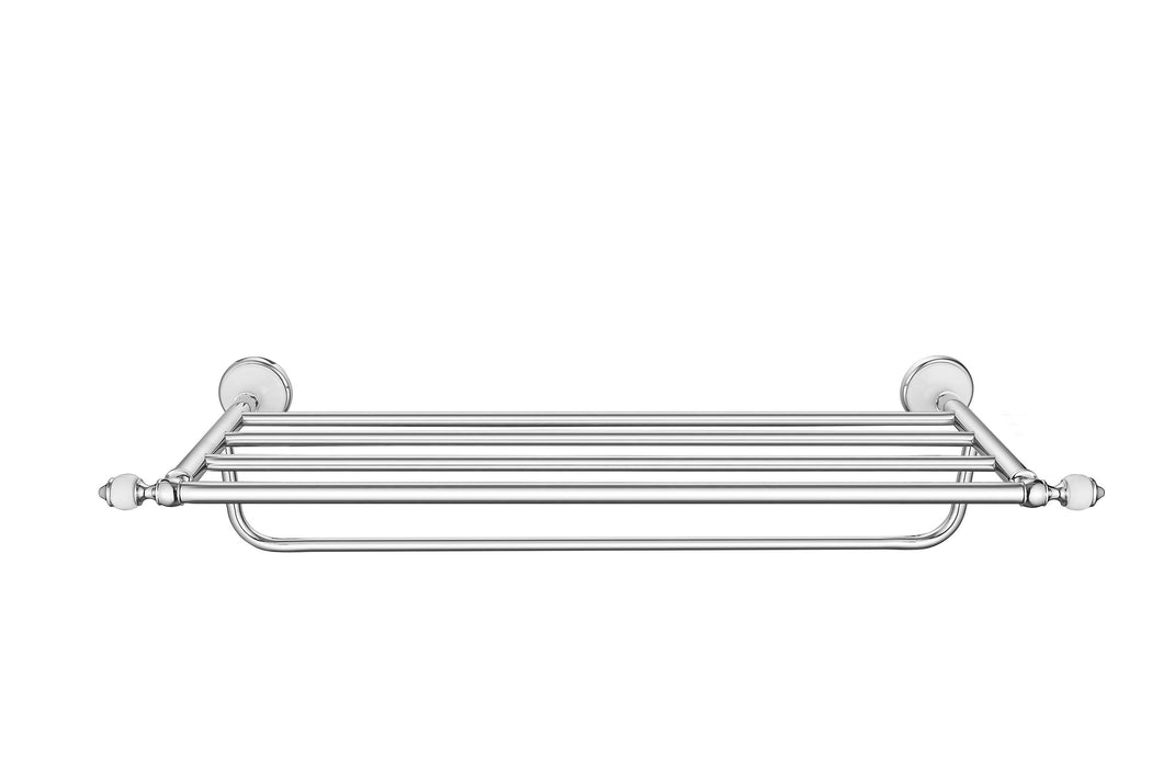 24" Towel Rack - Arora Series - White Porcelain & Polished Chrome