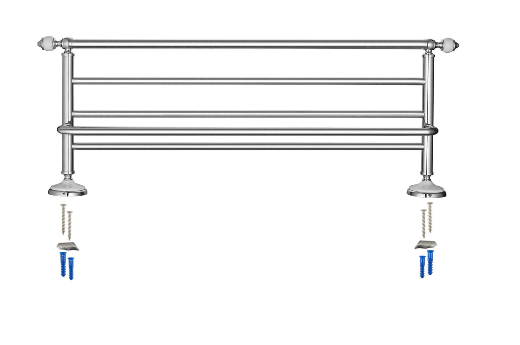 24" Towel Rack - Arora Series - White Porcelain & Polished Chrome