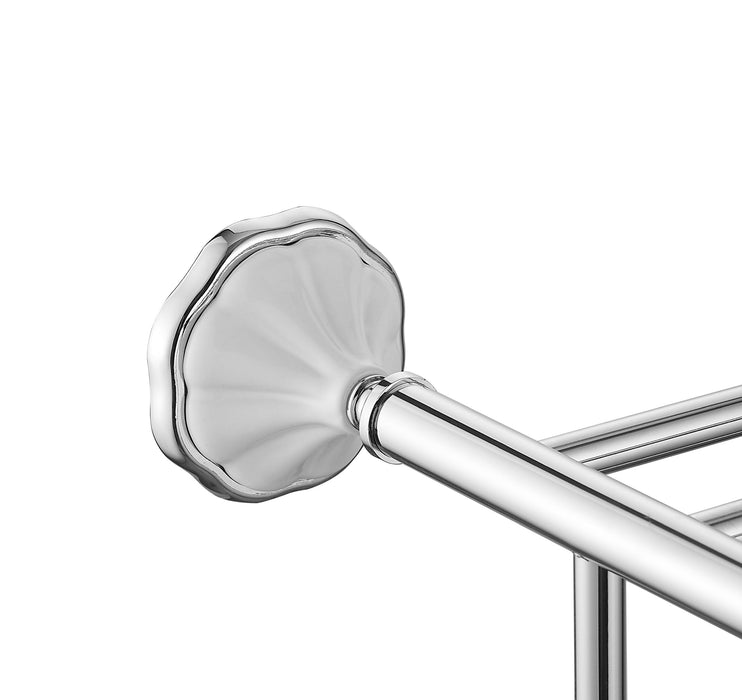 24" Towel Rack - Flora Series - White Porcelain & Polished Chrome