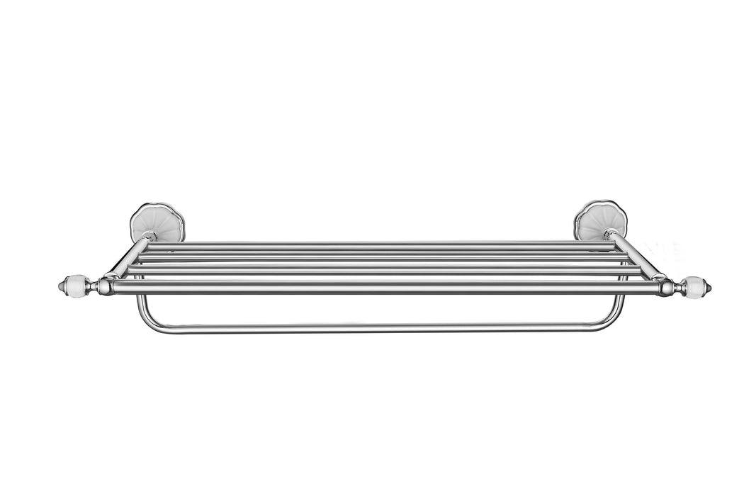 24" Towel Rack - Flora Series - White Porcelain & Polished Chrome