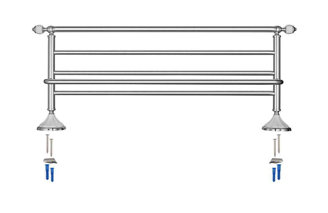 24" Towel Rack - Flora Series - White Porcelain & Polished Chrome