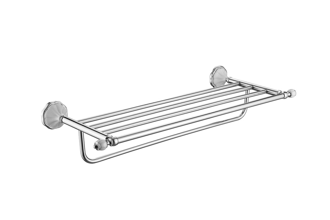 24" Towel Rack - Flora Series - White Porcelain & Polished Chrome