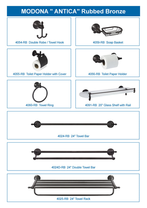 24" Towel Bar - Antica Series - Rubbed Bronze
