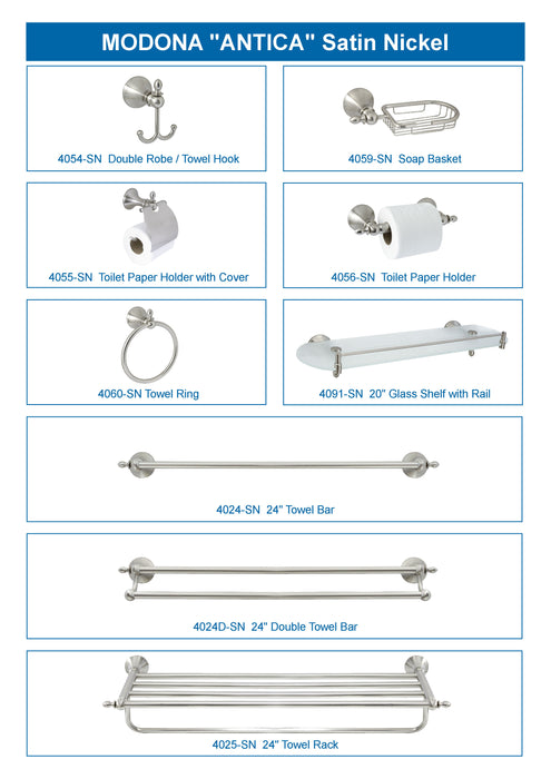 Double Robe & Towel Hook - Antica Series - Satin Nickel