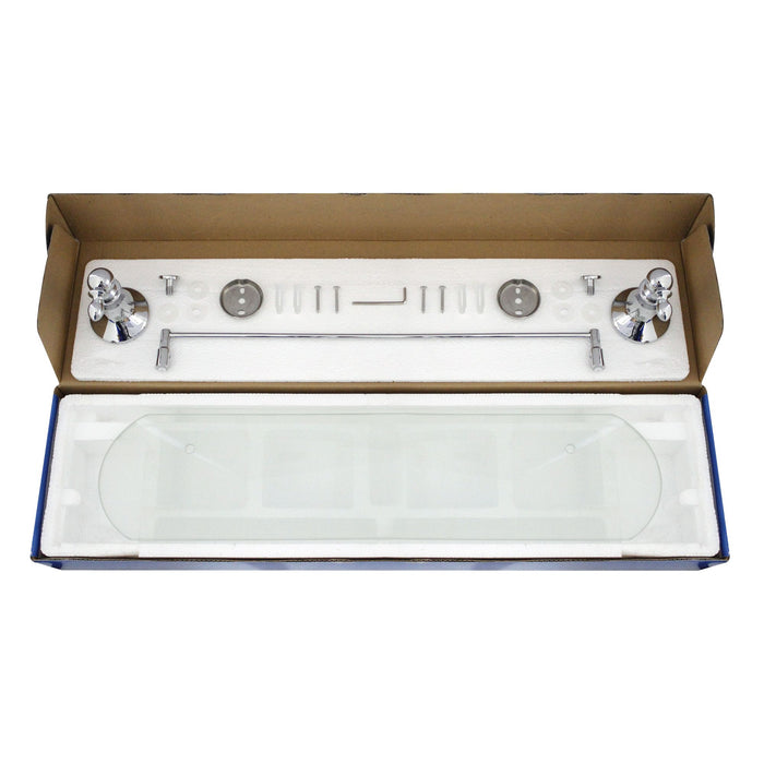 20" Frosted Glass Shelf with Rail - Antica Series - Polished Chrome