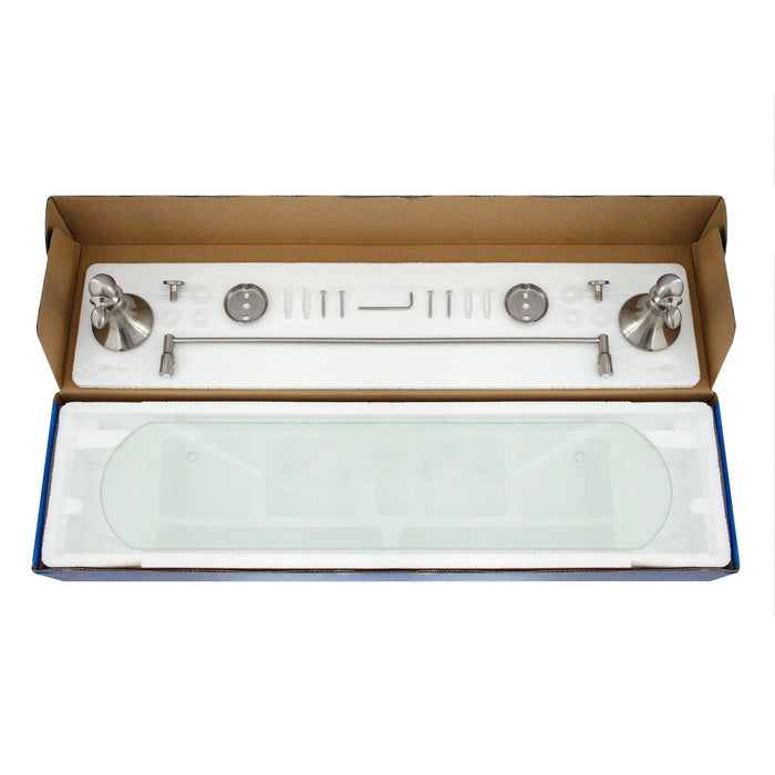 20" Frosted Glass Shelf with Rail - Antica Series - Satin Nickel