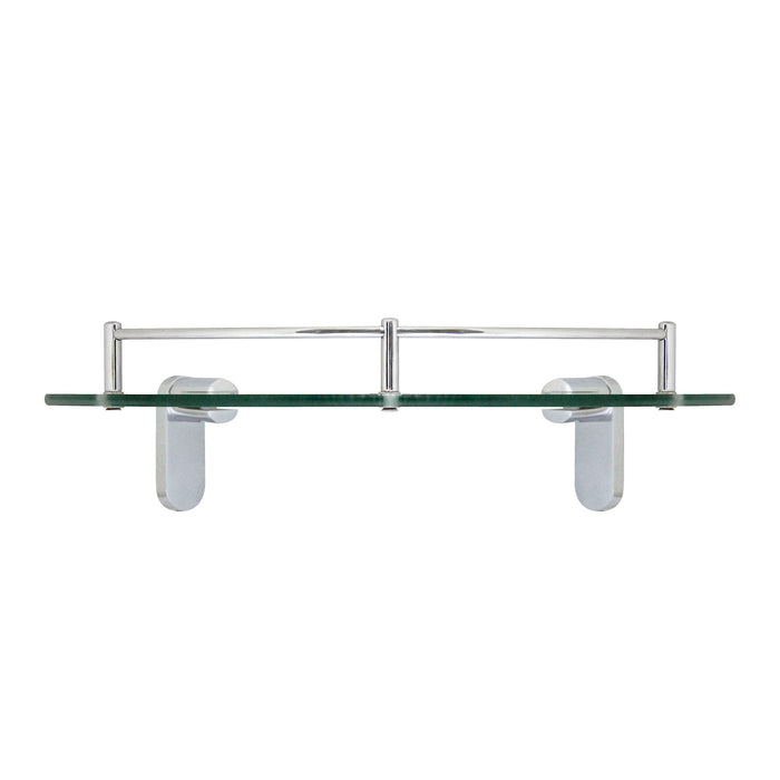 Oval Glass Corner Shelf with Rail - Polished Chrome