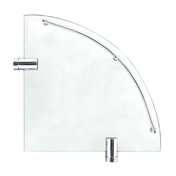 Oval Glass Corner Shelf with Rail - Polished Chrome