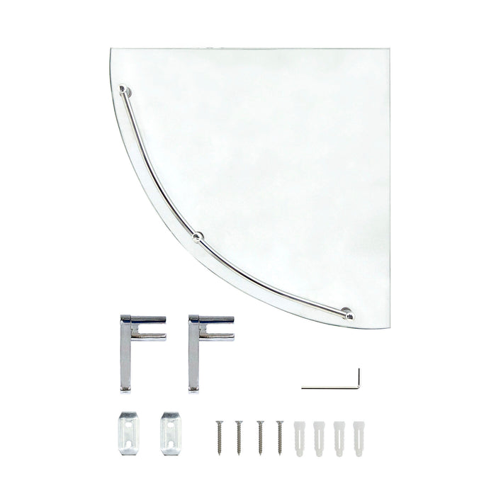 Oval Glass Corner Shelf with Rail - Polished Chrome