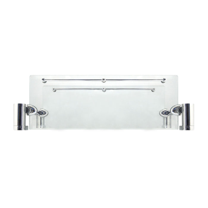 Oval Double Glass Wall Shelf with Rail - Polished Chrome