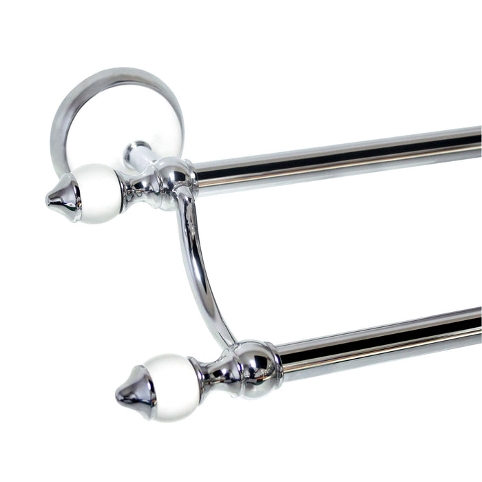 24" Double Towel Bar - Arora Series - White Porcelain & Polished Chrome