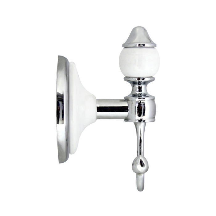 Double Robe & Towel Hook - Arora Series - White Porcelain & Polished Chrome