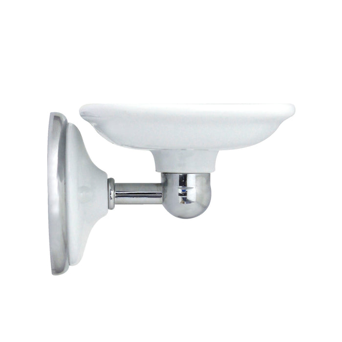 Porcelain Soap Dish - Arora Series - White Porcelain & Polished Chrome