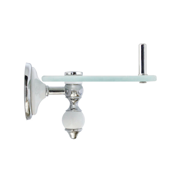 20" Frosted Glass Shelf with Rail - Arora Series - White Porcelain & Polished Chrome