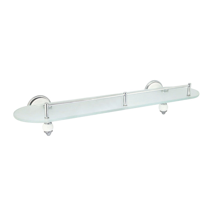 20" Frosted Glass Shelf with Rail - Arora Series - White Porcelain & Polished Chrome