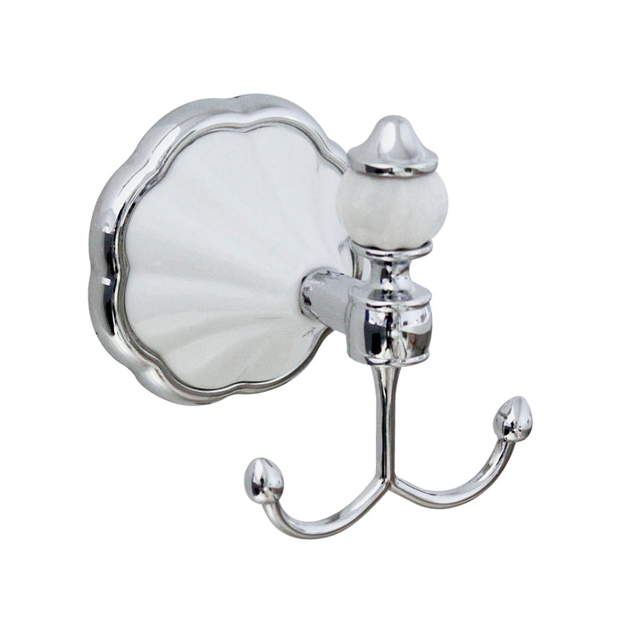Four Piece Accessories Set - Flora Series - White Porcelain & Polished Chrome