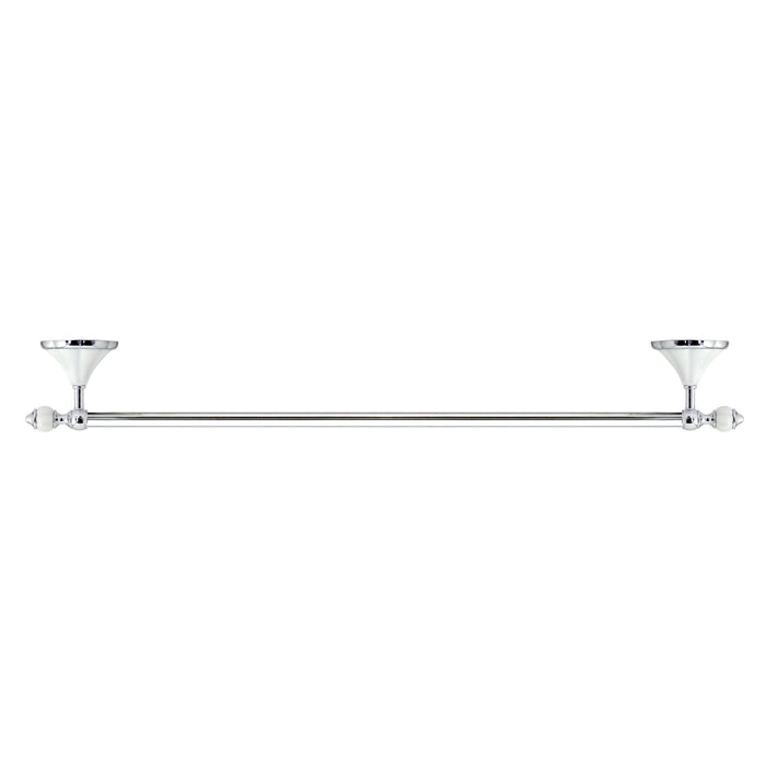 24" Towel Bar - Flora Series - White Porcelain & Polished Chrome