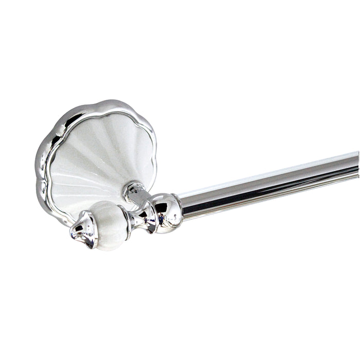 24" Towel Bar - Flora Series - White Porcelain & Polished Chrome