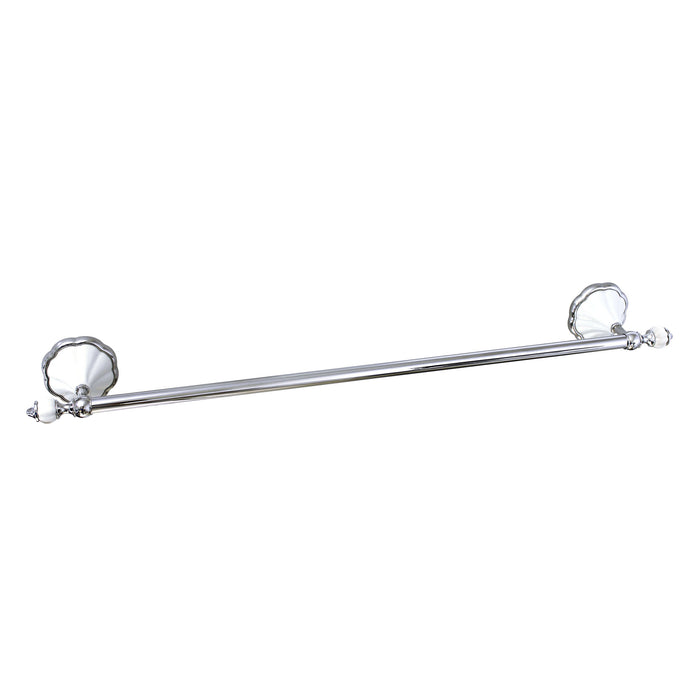 24" Towel Bar - Flora Series - White Porcelain & Polished Chrome