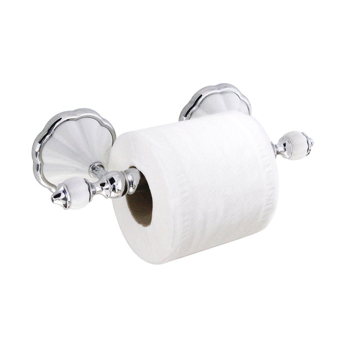 Toilet Paper Holder - Flora Series - White Porcelain & Polished Chrome