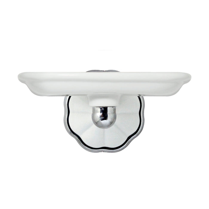 Porcelain Soap Dish - Flora Series - White Porcelain & Polished Chrome