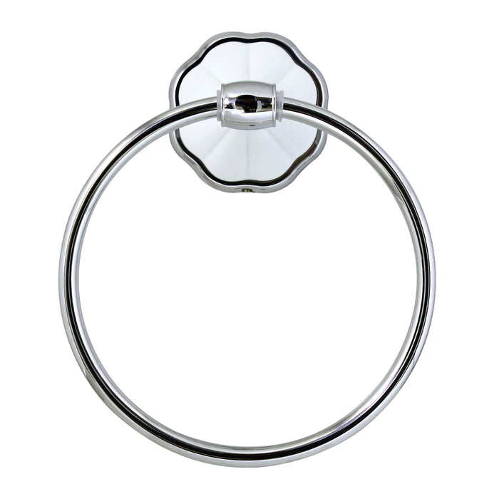 Circle Towel Ring - Flora Series - White Porcelain & Polished Chrome