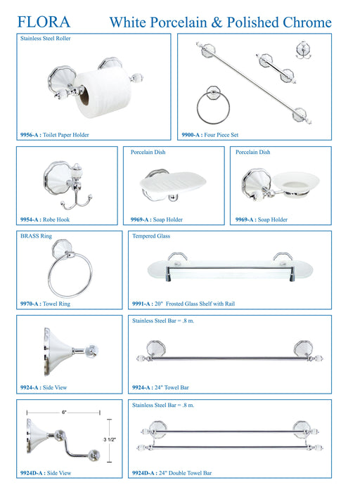 Circle Towel Ring - Flora Series - White Porcelain & Polished Chrome