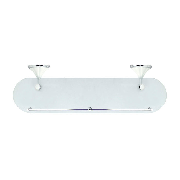 20" Frosted Glass Shelf with Rail - Flora Series - White Porcelain & Polished Chrome