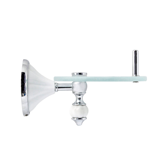 20" Frosted Glass Shelf with Rail - Flora Series - White Porcelain & Polished Chrome
