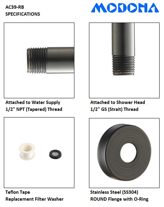 10" Rain Shower Head with 15" STRAIT Shower Arm - Rubbed Bronze