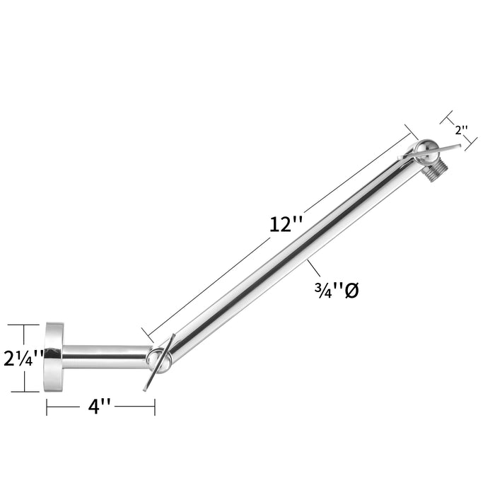 17" ADJUSTABLE Shower Arm - Polished Chrome