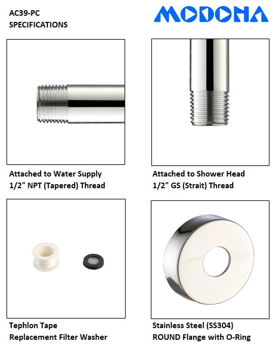 10" Rain Shower Head with 17" ADJUSTABLE Shower Arm - Polished Chrome