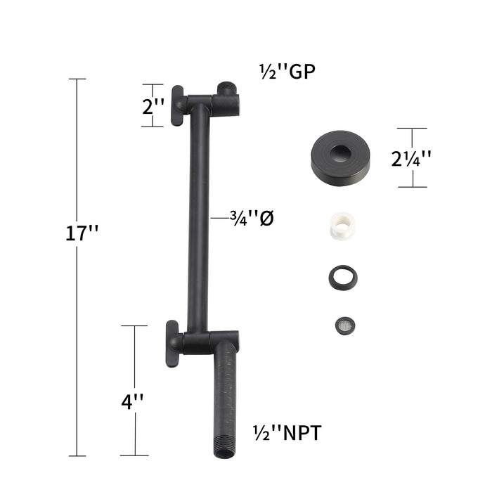 17" ADJUSTABLE Shower Arm - Rubbed Bronze