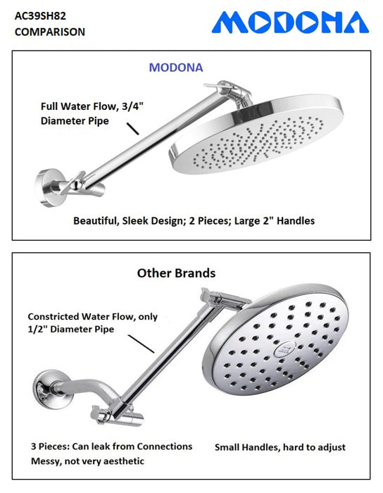 10" Rain Shower Head with 17" ADJUSTABLE Shower Arm - Polished Chrome