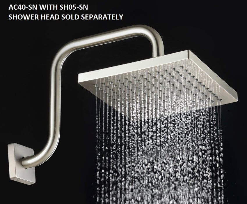 Gooseneck SQUARE Shower Arm - Satin Nickel