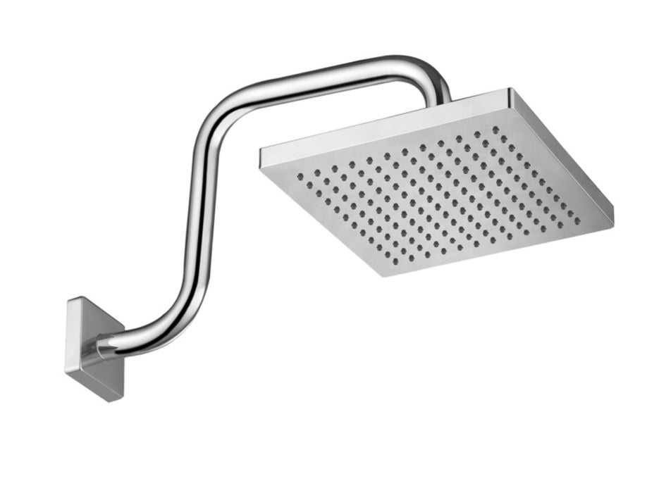 8" Square Rain Shower Head with Square Shower Arm Set - Polished Chrome