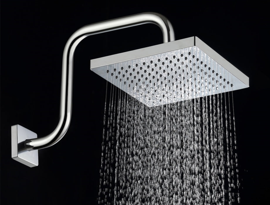 8" Square Rain Shower Head with Square Shower Arm Set - Polished Chrome