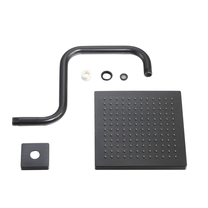 8" Square Rain Shower Head with Square Shower Arm Set - Rubbed Bronze
