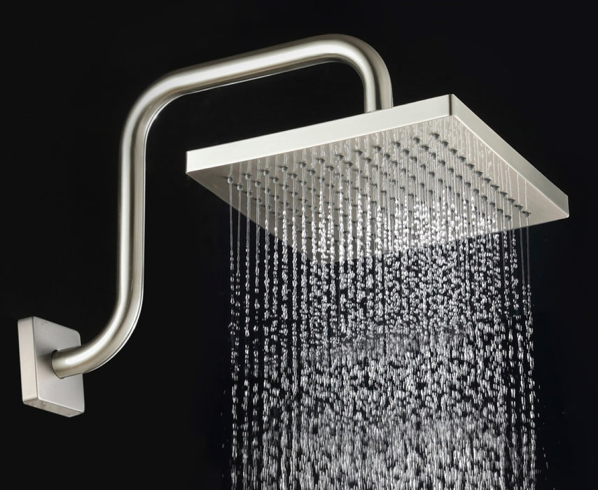 8" Square Rain Shower Head with Square Shower Arm Set - Satin Nickel