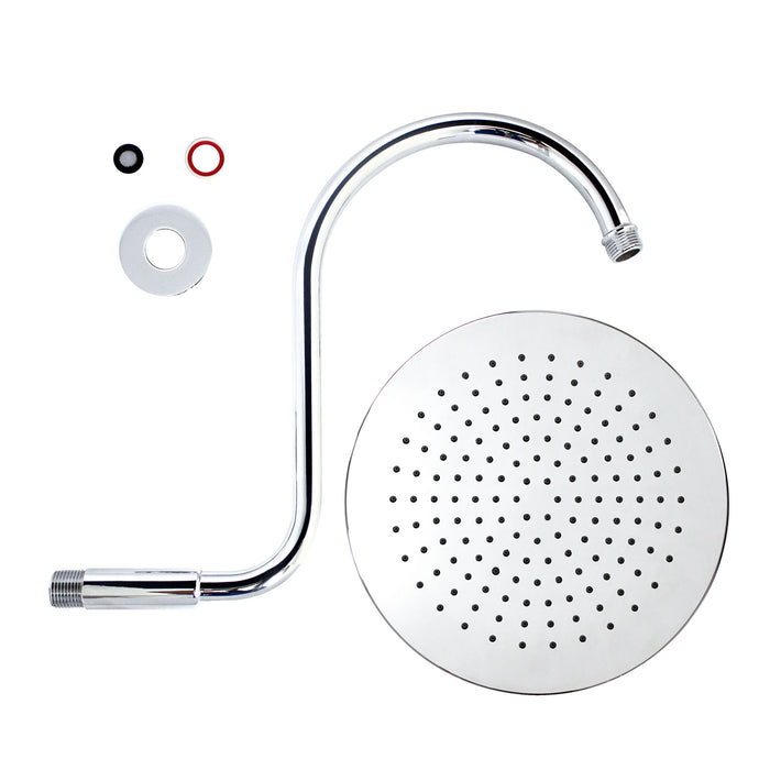 10" Rain Shower Head with "S" Gooseneck Shower Arm - Polished Chrome