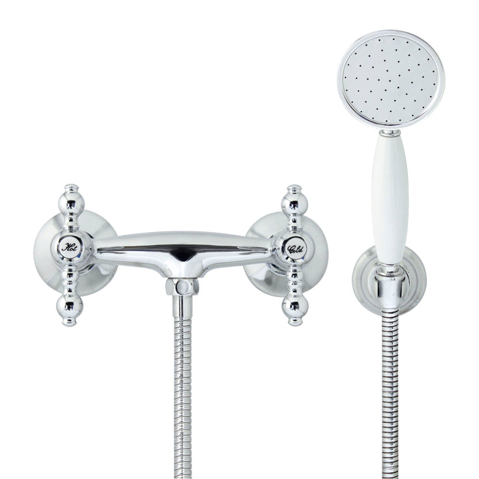 European Antique Style Shower Mixer with Hand Shower Set - Lever Handles