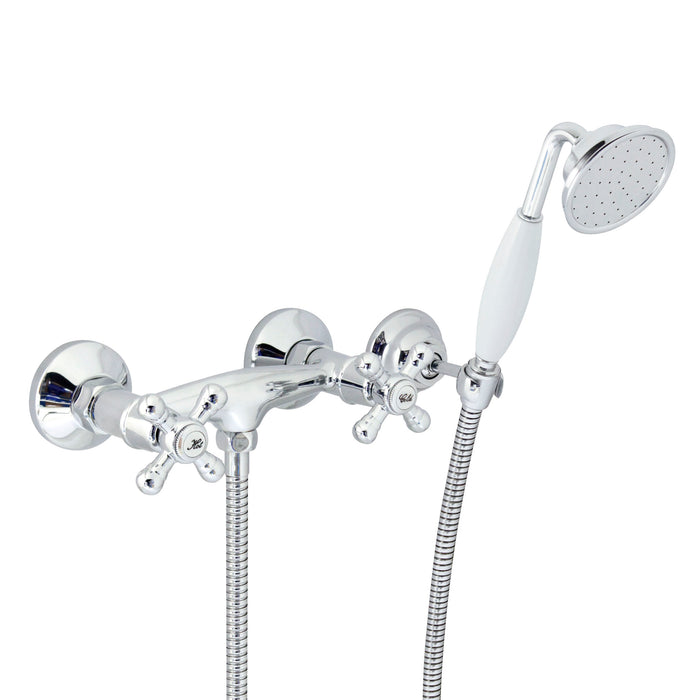 European Antique Style Shower Mixer with Hand Shower Set - Cross Handles