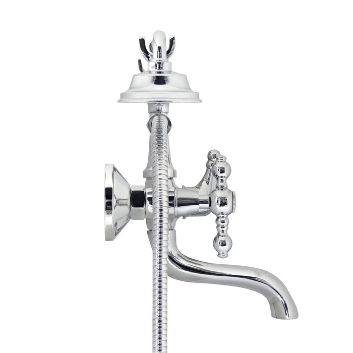 European Antique Style Tub & Shower Mixer with Hand Shower Set - Lever Handles