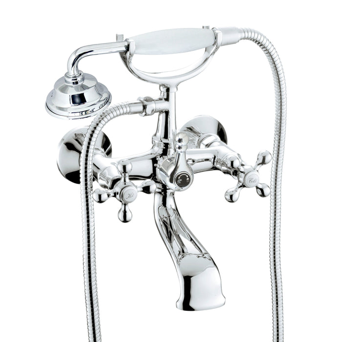 European Antique Style Tub & Shower Mixer with Hand Shower Set - Cross Handles