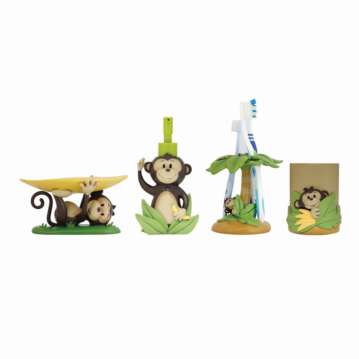KIDS Four Piece Bathroom Accessories Set - MONKEY