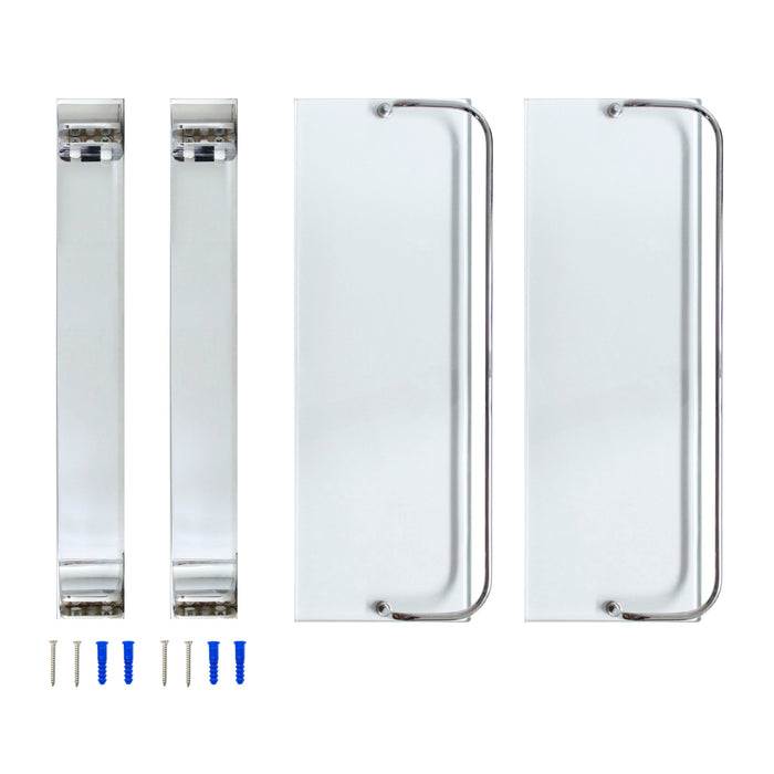 Double Glass Wall Shelf with Rail - Polished Chrome