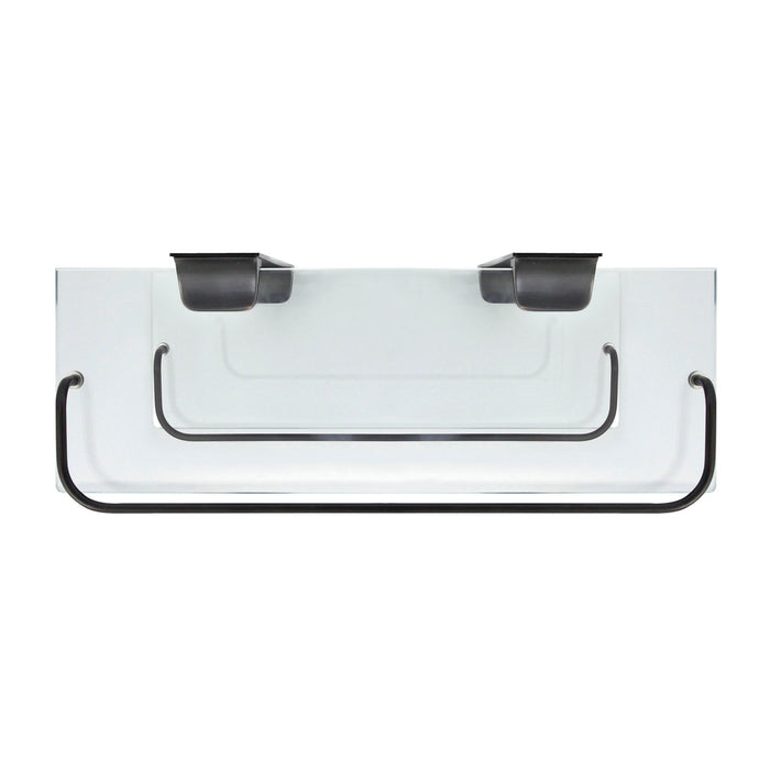 Double Glass Wall Shelf with Rail - Rubbed Bronze