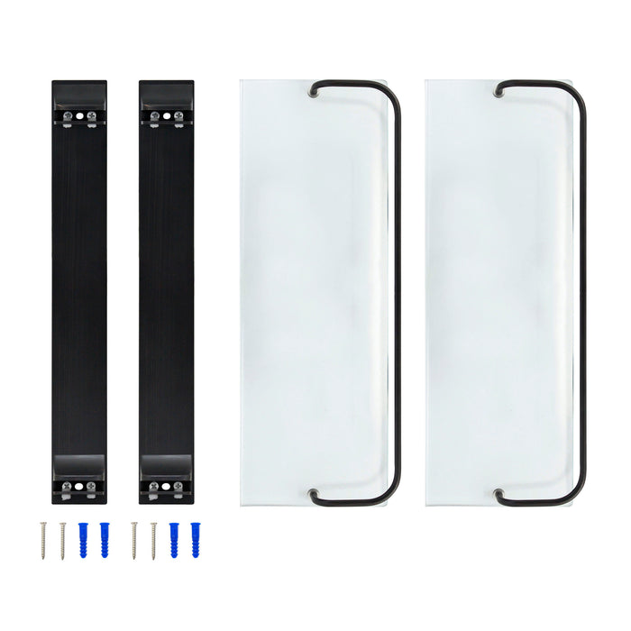 Double Glass Wall Shelf with Rail - Rubbed Bronze
