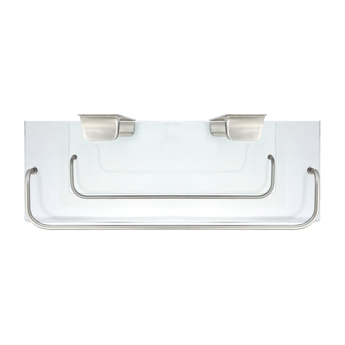 Double Glass Wall Shelf with Rail - Satin Nickel