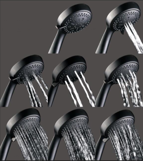 6 Function Massage Shower Head & Hand Shower Combo - Rubbed Bronze